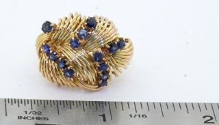 Vintage heavy 14K gold 1.  50CTW Blue sapphire cluster flower cocktail ring size 7 2