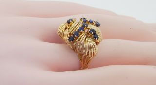 Vintage heavy 14K gold 1.  50CTW Blue sapphire cluster flower cocktail ring size 7 4