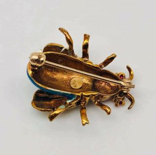 Gorgeous Vintage Solid 14k Yellow Gold and Enamel Bee Fly Insect Brooch 3