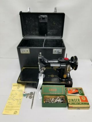 Vtg Centennial 1951 Singer Featherweight 221 221k Sewing Machine Case Serviced