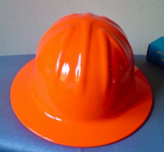 Vtg McDonald FULL BRIM Orange Aluminum Hard Hat with Liner,  Extra Hdbd 6
