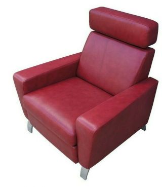 Vintage Red Modern Recliner Lounge Chair Vinyl Club Game Seat Chrome Accent