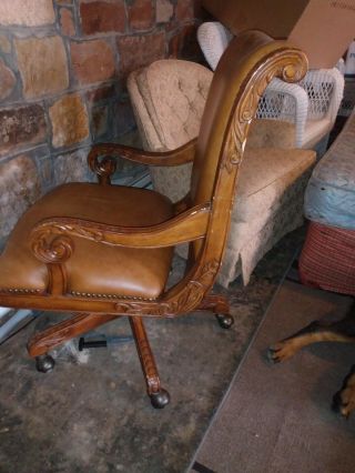 Vintage High End Office Chair Brown Leather.  Made For Riverside/ Spark Light