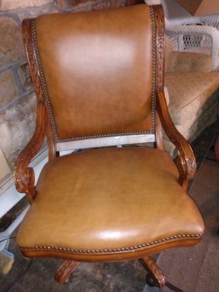 Vintage HIGH END OFFICE Chair Brown Leather.  MADE for Riverside/ Spark light 2
