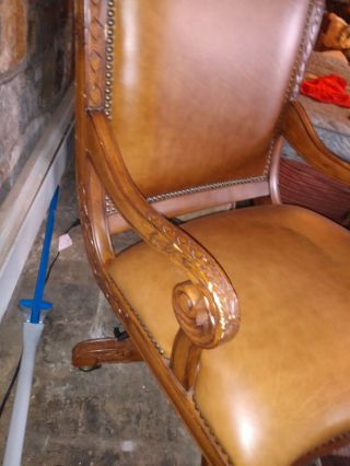 Vintage HIGH END OFFICE Chair Brown Leather.  MADE for Riverside/ Spark light 3