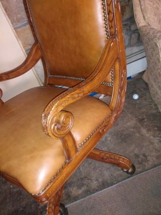 Vintage HIGH END OFFICE Chair Brown Leather.  MADE for Riverside/ Spark light 4