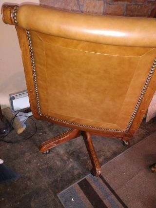 Vintage HIGH END OFFICE Chair Brown Leather.  MADE for Riverside/ Spark light 5
