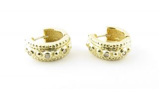 Vintage 14 Karat Yellow Gold And Diamond Huggie Earrings 4290