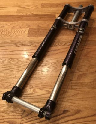 Retro White Brother’s Pro Forx Ud 150 Dh Inverted Downhill Bike Fork Vintage