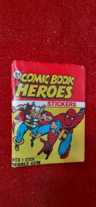 1975 Topps Comic Book Heroes.  Marvel.  Wax Pack.  Stickers And Bubble Gum