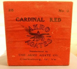 Boxed set of Akro Agate Cardinal Reds. ,  vintage box,  in Excel.  Cond. 2