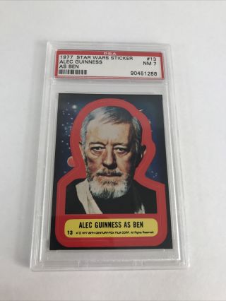 1977 Star Wars Sticker 13 Alec Guinness As Ben Psa 7 Nm Collectible