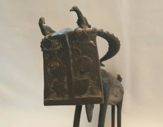 Vintage African Tribal Nigerian Benin Bronze Stylised Ox Figurine Of Character