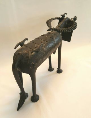 Vintage African tribal Nigerian Benin bronze stylised ox figurine of character 2
