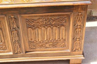 Vintage Oak Panelled Linenfold Carved Blanket Box Storage 3