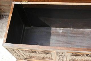 Vintage Oak Panelled Linenfold Carved Blanket Box Storage 6