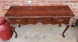 Vintage Thomasville Cherry Sofa Table Queen Ann 3 Drawers LOCAL 2