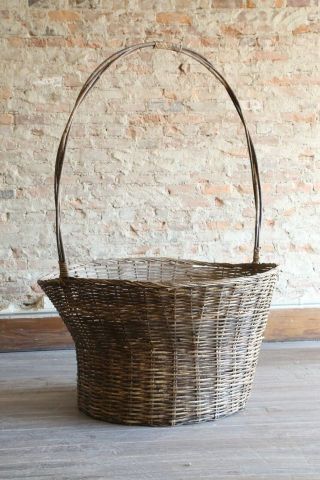 Vintage Easter Basket Antique Wicker Basket Laundry Blankets Storage Photography 2