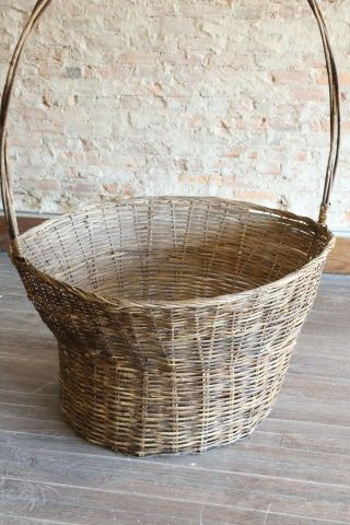 Vintage Easter Basket Antique Wicker Basket Laundry Blankets Storage Photography 3