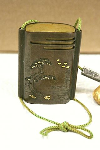 Vintage Japanese Meiji Period Bronze Four Case Inro 2