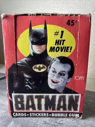 Vintage 1989 Topps Batman Trading Cards Box & 36 Wax Packs