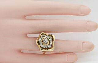 Vintage heavy 14K gold 1.  24CT diamond cluster floral star cocktail ring size 5.  5 5