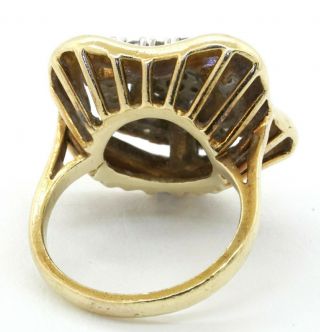 Vintage heavy 14K gold 1.  24CT diamond cluster floral star cocktail ring size 5.  5 6