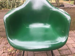 Herman Miller Eames Mid Century Modern Fiberglass Arm Shell Chair Vintage Green 5