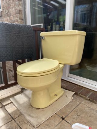 Vintage/retro 1960 American Standard Pastel Yellow F4049 Round Bowl Toilet