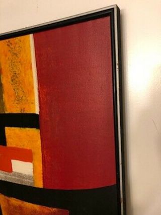 LARGE VINTAGE MID CENTURY MODERN ARTIST SIGNED ABSTRACT OIL ON CANVAS PAINTING 5