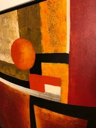 LARGE VINTAGE MID CENTURY MODERN ARTIST SIGNED ABSTRACT OIL ON CANVAS PAINTING 6