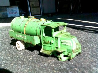 Vintage Arcade Cast Iron Mack Gasoline Tank Truck 12.  5 Inches Long