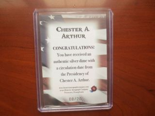 President Chester A Authur 2020 Historic Autographs POTUS First 36 Coin Card /20 2
