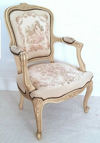Vintage French Aubusson tapestry chair,  Louis XV,  antique chair,  chateau. 2