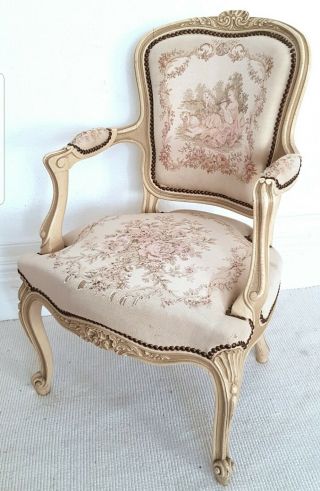 Vintage French Aubusson tapestry chair,  Louis XV,  antique chair,  chateau. 3