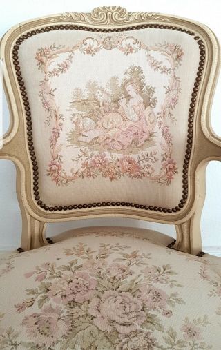 Vintage French Aubusson tapestry chair,  Louis XV,  antique chair,  chateau. 5