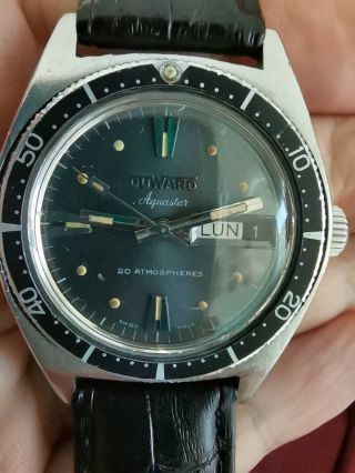 Vintage Duward Aquastar Oceanic 20 Atmos Cousteau Automatic Swiss Diver Watch