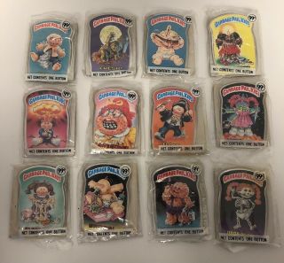 1986 Garbage Pail Kids Buttons Pins Set (12) Topps New/sealed Complete Vintage