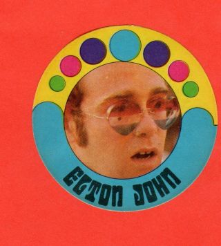 Elton John Cloth 1972 Monty Gum Pop Star Stickers Rare B