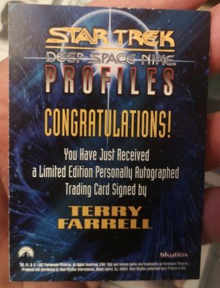 Star Trek Deep Space 9 Nine Profiles Autograph Card Terry Farrell VGC DS9 Jadzia 2