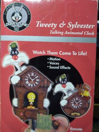 Looney Tunes Tweety And Sylvester Talking Animated Clock; (old Stock)