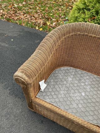 Wicker By Henry Link Sofa Vintage Rattan Couch For Restoration No Cushions 4