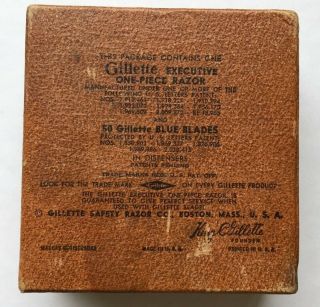 Vintage Gillette Executive Safety Razor W/ Case,  & 40 Nos Blue Blades