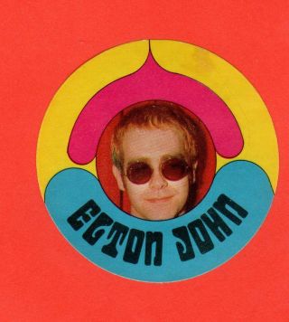 Elton John Cloth 1972 Monty Gum Pop Star Stickers Rare