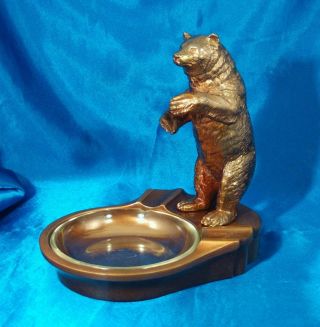 Vintage Ronson A.  M.  W.  Standing Bear Ashtray,  Large Size - 2