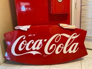 Vintage Coca Cola Fishtail Sign Fish Tail Coke Sign Old
