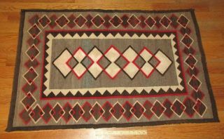 Vintage Early American Indian Navajo Crystal Jb Moore Wool Blanket Rug 33 " X49.  75
