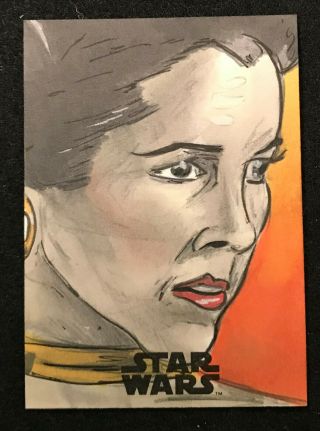 2018 Topps Star Wars Galaxy Sketch Rees Finlay 1/1 Princess Leia (jc)