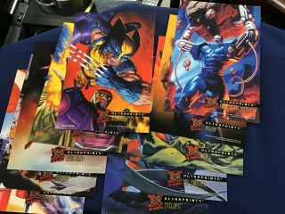 1995 Fleer Ultra X - Men Ultraprints Set Of 10 Jumbo Cards Wolverine Iceman Random
