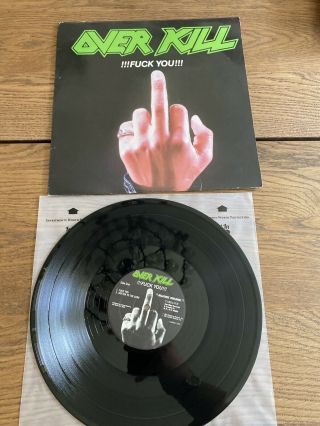 Overkill - Fuck You Vinyl Lp 1986 1st Us Press With Inner Sleeve Caroline